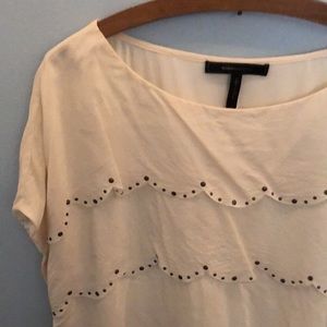 🌸 BCBG MAXAZARIA | Off White Silk Cropped and Lined Shirt